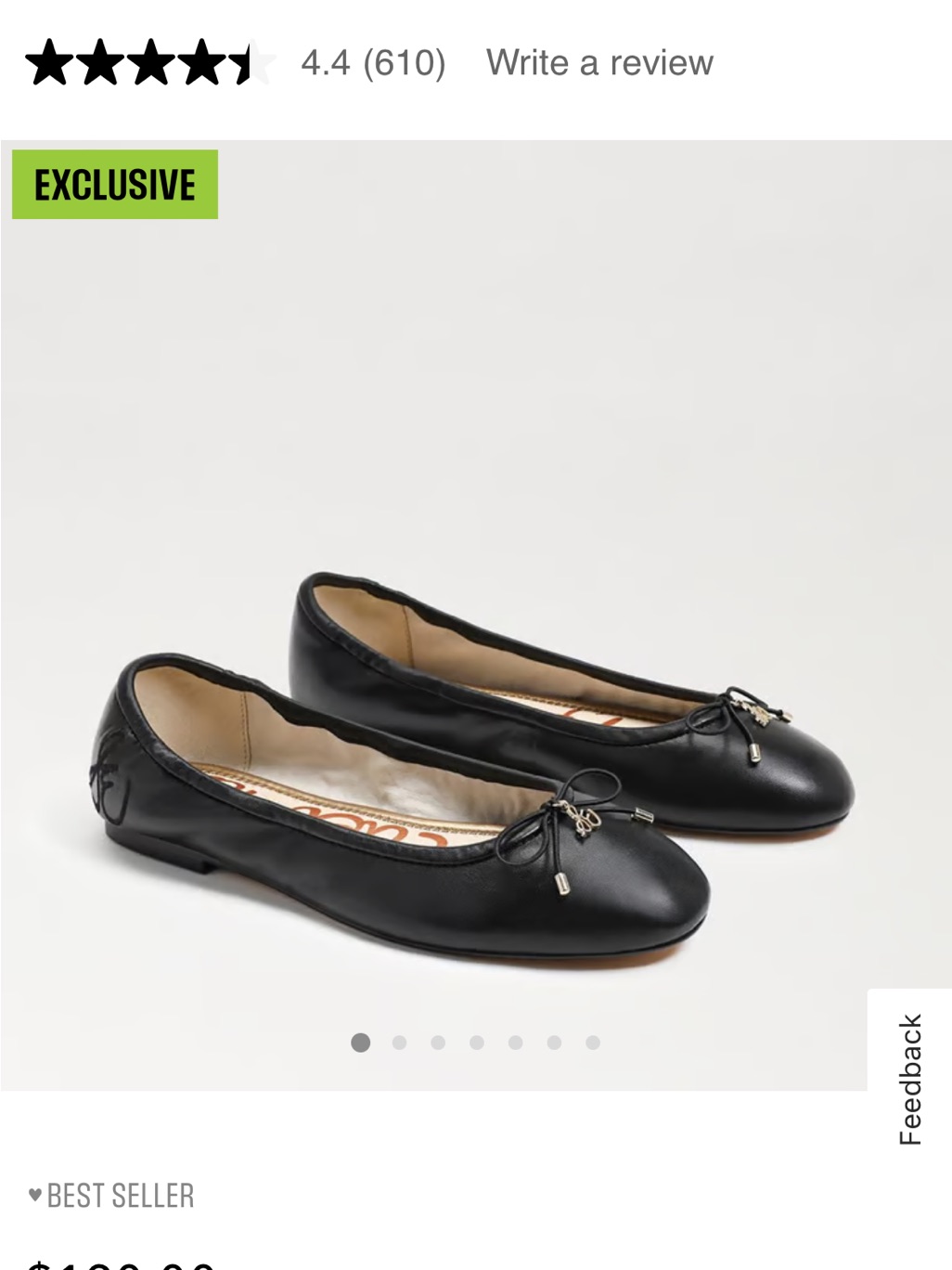 Sam Edelman Black Leather Bow Ballet Flats